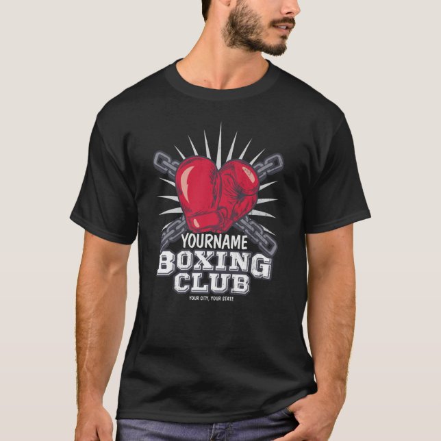 Personalised Boxing Gloves Fighter Champion Boxer  T-Shirt (Front)