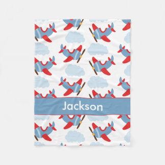 Personalised Boy Aeroplanes Fleece Blanket