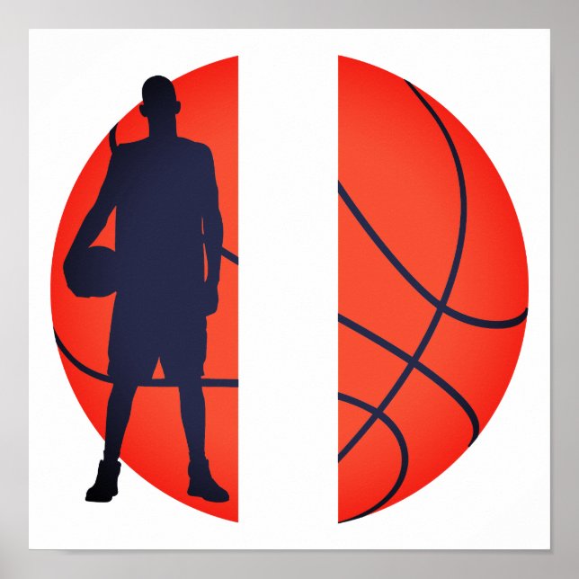Personalised Boy Basketball Split Monogram Poster (Front)