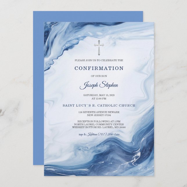 Personalised Boy Confirmation Invitations (Front/Back)