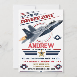 Personalised boy Fighter Pilot Birthday Invitation