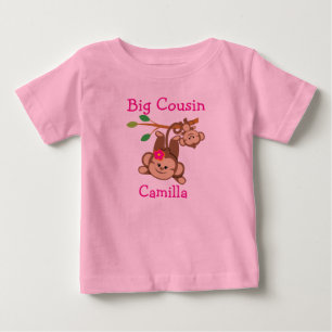 Personalised Boy, Girl Monkeys Big Cousin Baby T-Shirt