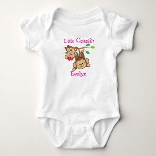 Personalised Boy, Girl Monkeys Little Cousin Baby Bodysuit