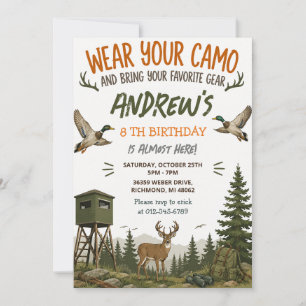 Personalised Boy Hunting Birthday for kid Invitation