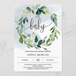 Personalised boy little pumpkin baby shower invitation