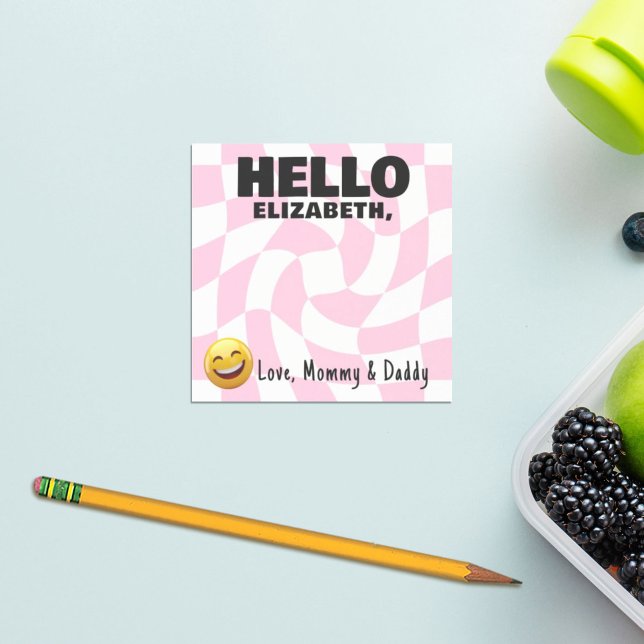 Personalised Boy Lunch Box Note Retro Chequerboard (Creator Uploaded)