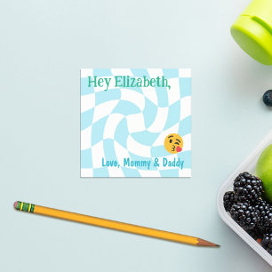 Personalised Boy Lunch Box Notes Retro Chequered