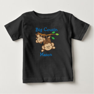 Personalised Boy Monkeys Big Cousin Baby T-Shirt