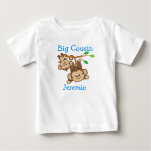 Personalised Boy Monkeys Big Cousin Baby T-Shirt