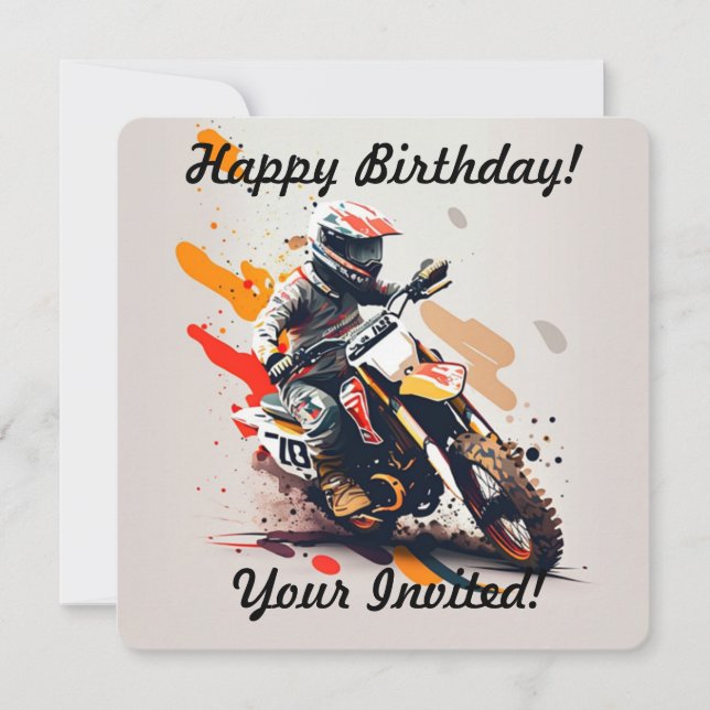 Personalised Boy Motocross Invitation (Front)