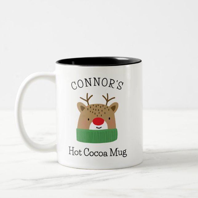 Personalised Boy or Girl Christmas Hot Cocoa Mug (Left)