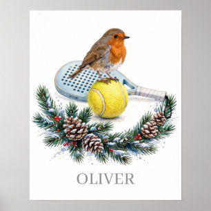Personalised Boy Padel Tennis Christmas Poster