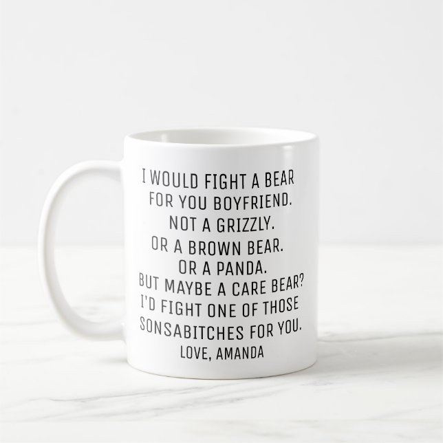 Personalised Boyfriend Gift, Funny Boyfriend Coffee Mug (Left)