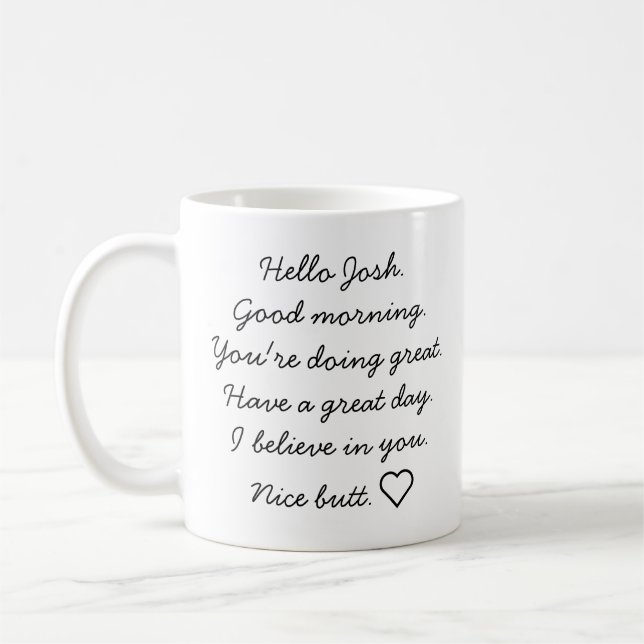 Personalised Boyfriend Gift, Inspirational Morning Coffee Mug (Left)