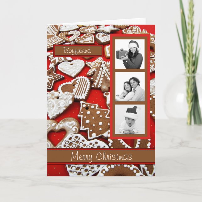Personalised Boyfriend Gingerbread Christmas Card (Front)