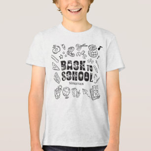 Personalised Boys Back to School Doodle  Tri-Blend Shirt