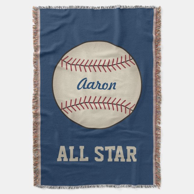 Personalised Boy's Bedroom Baseball Blanket Gift (Front Vertical)