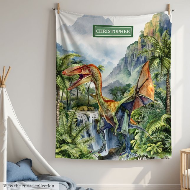 Personalised Boys Birthday Prehistoric Dinosaur  Fleece Blanket (Personalized Boys Birthday Prehistoric Dinosaur Fleece Blanket )