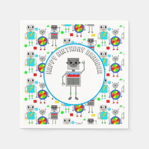 Personalised Boy's Birthday Robot  Napkin