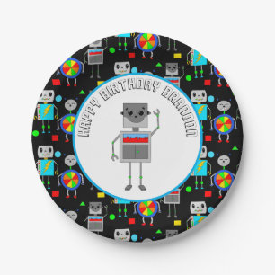 Personalised Boy's Birthday Robot Paper Plate