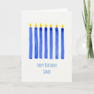Personalised boy's blue candles birthday card