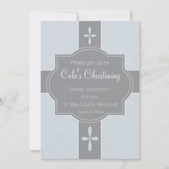 Personalised Boys Christening, Baptism Invitation (Front)