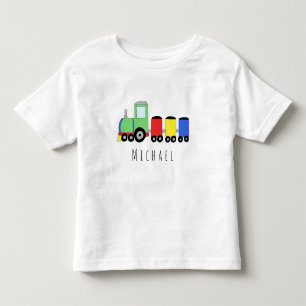 Personalised Boy's Colourful Locomotive Train Name Toddler T-Shirt