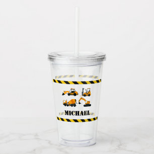 Personalised Boys Construction Digger Tumbler