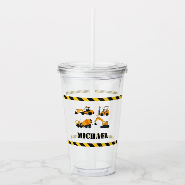 Personalised Boys Construction Digger Tumbler (Front)