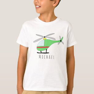 Personalised Boy's Cool Helicopter Aircraft & Name T-Shirt