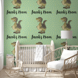 personalised boy's dinosaur room wallpaper