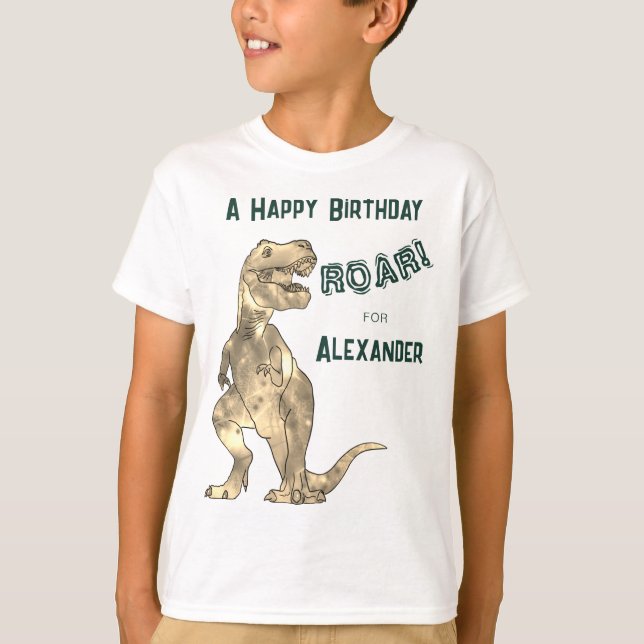 Personalised Boys Dinosaur T-Rex Birthday Party T-Shirt (Front)