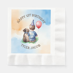 Personalised Boy's First Birthday Napkin