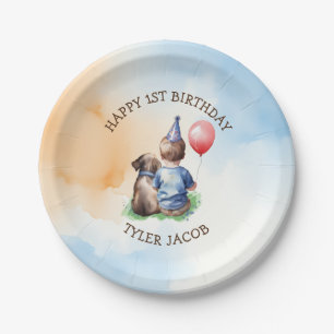 Personalised Boy's First Birthday  Paper Plate
