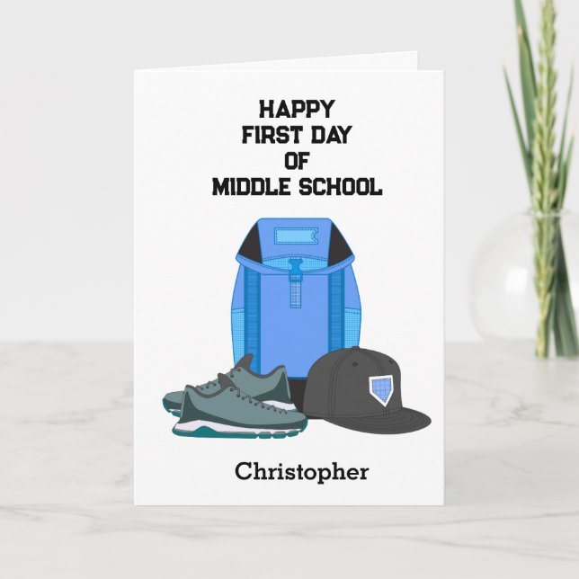Personalised Boy's First Day of Middle School Card (Front)