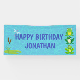 Personalised Boys Frog Birthday Banner