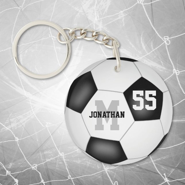 personalised boys girls name jersey number soccer key ring (Creator Uploaded)