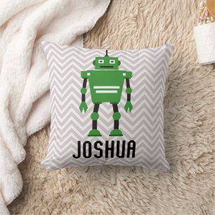 Personalised Boys Green Robot Pillow