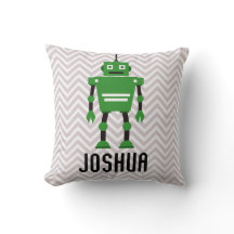 Personalised Boys Green Robot Pillow