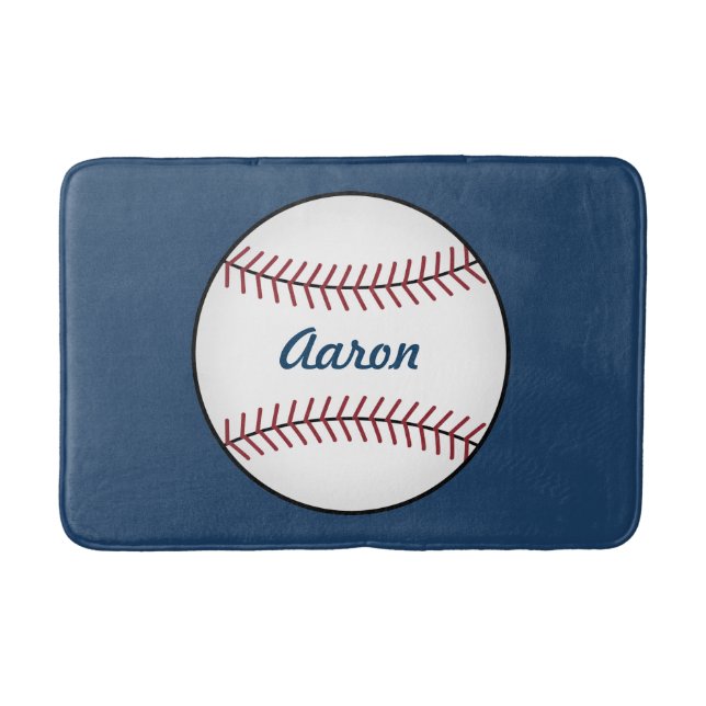 Personalised Boy's Kid's Baseball Bath Mat Rug (Front)
