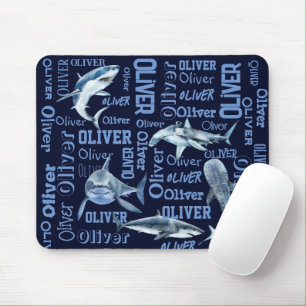 Personalised boys name sharks collage mouse mat