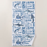 Personalised boys name with sharks collage