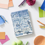 Personalised boys name with sharks collage iPad pro cover<br><div class="desc">Personalised boys name with sharks collage cover. Medium length name ocean,  sharks theme,  makes a lovely present for boys and men.</div>