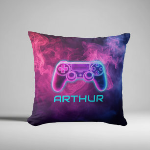 Personalised Boys Neon Gamer Room Cushion