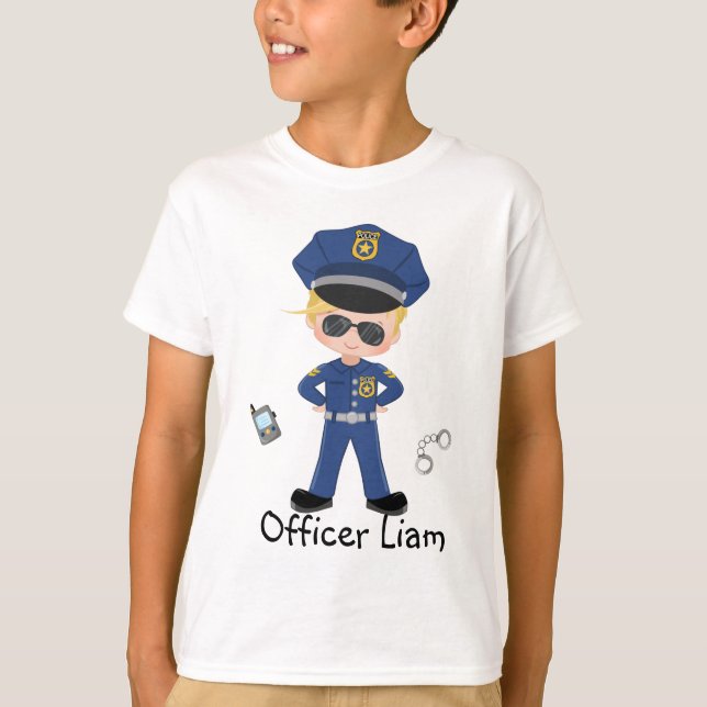 Personalised Boys Police Officer Law Enforcment T-Shirt (Front)