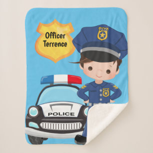 Personalised Boys Police Officer Sherpa Blanket
