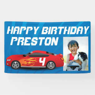 Personalised Boys Race Car Birthday Party Photo Banner