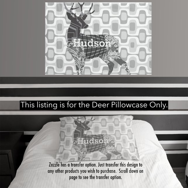 Personalised Boy's Room Deer Mid-Century Pillowcase (Creator Uploaded)