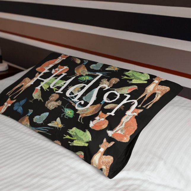 Personalised Boy's Room Forest Creatures Pillowcase (Creator Uploaded)