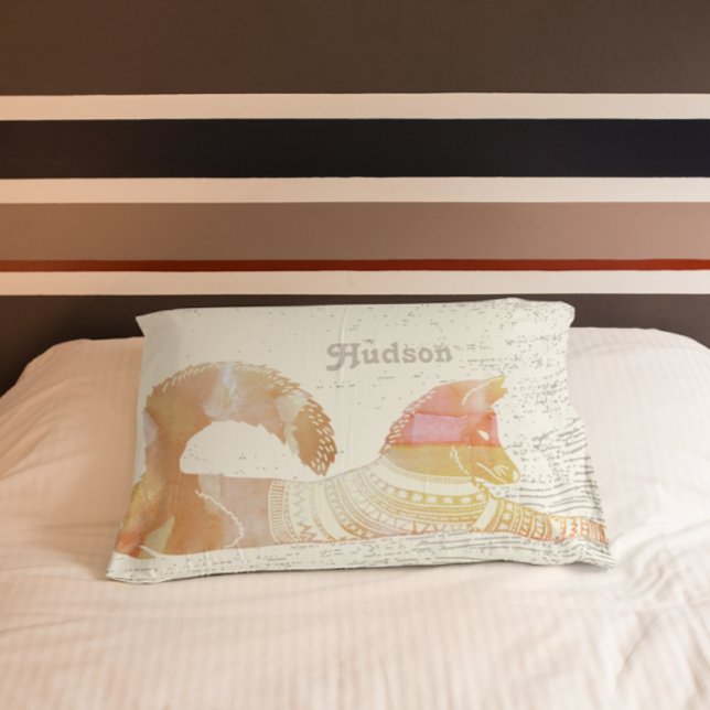 Personalised Boy's Room Fox Wood Texture Pillowcase (Creator Uploaded)